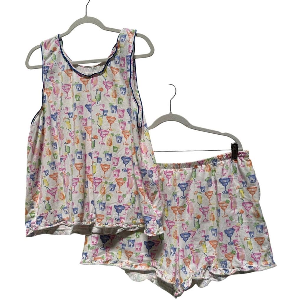 Bedhead Pajamas Women's XL Tank Short Set Margarita Cocktail Print Organic